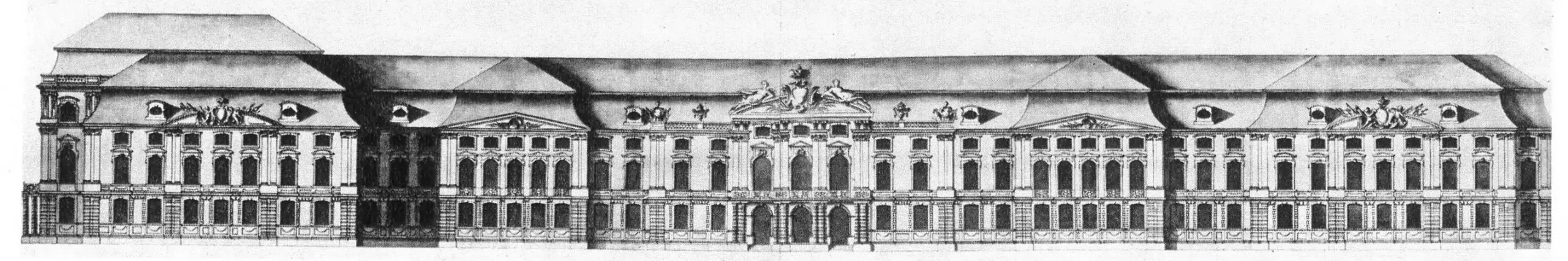 Проект западного фасада Третьего Зимнего дворца, архитектор Ф. Б. Растрелли, 1732 г.