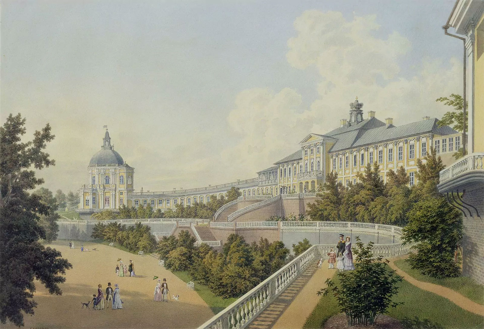 Большой дворец в Ораниенбауме, 1847 год, гравюра А. А. Беземана